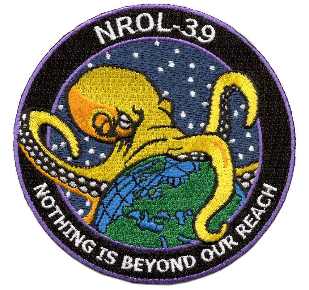 NROL-39 spy satellite launch — the octopus emblem that says 'Nothing is beyond our reach'